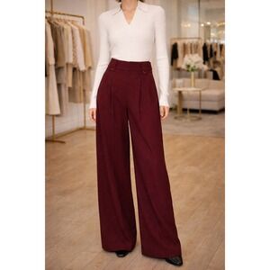 Commense Vintage Pleated‎ Wide-Leg Pants Burgundy size M